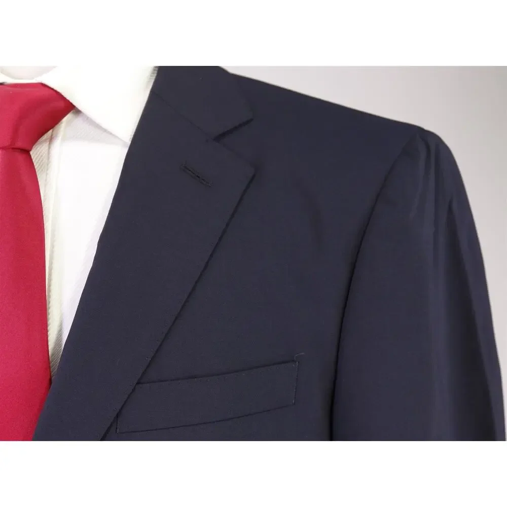 Jack Spade Solid Navy Blue Wool Stretch 2-Btn Suit 40R